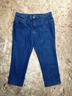Basic Editions Classic Fit Jeans Womens 14 Short Blue Denim Straight Leg Stretch